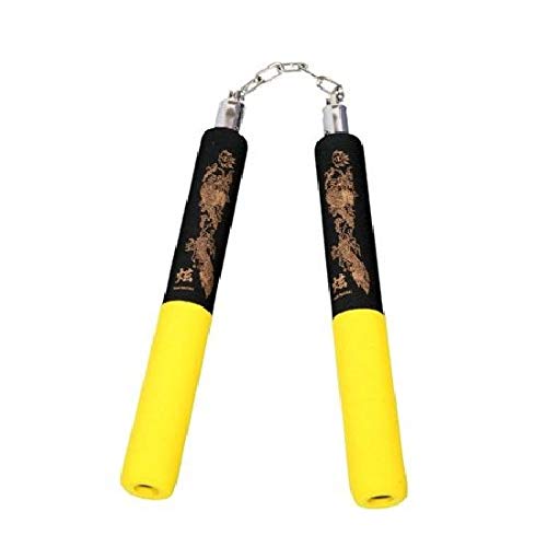 Playwell Foam Rubber Childrens, Adults Safety Training Nunchucks - Half Black/Half Yellow - Chain - NEW