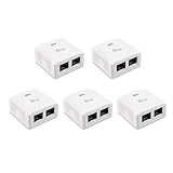 Cable Matters UL Listed 5-Pack Cat6 RJ45 Surface Mount Box - 2 Port in White