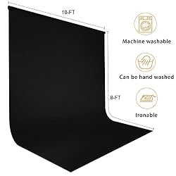 Aimosen 10x8 FT Black Backdrop Background for