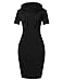 MISSKY Women Pullover Stripe Pocket Short Sleeve Slim Sweatshirt Causal Hoodie Dress (M, Black Short Sleeve)