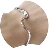 FUTIMELY Silver Bangle Bracelet for Women Wave Beach Bracelet Adjustable Open Cuff Bangle Bracelet for Girls Stainless Steel Bracelet