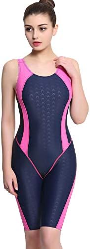Fashion Women Ladies One Piece Swimwear Boy Leg Athletic Racer Legsuit Muscleback Sports Training Suit Swimsuit.