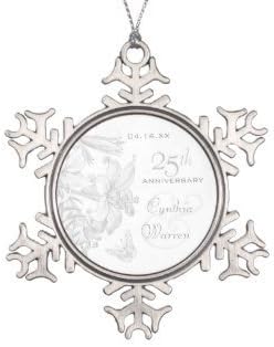 Larmai 25th Silver Wedding Anniversary Custom Keepsake Snowflake Xmas Tree Decorative Ornaments Wedding Anniversary Keepsakes