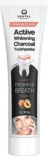 Activated Charcoal Teeth Whitening Toothpaste Multi Flavor- Destroys Bad Breath - Best Natural Black Tooth Paste Kit - Herbal Decay Treatment - REMOVES Coffee Stains (Peaches Flavor 3.7)