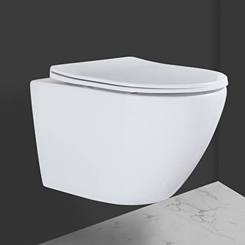 WinZo WZ5922C Compact Wall Hung Toilet Small Round Rimless Flush Easy