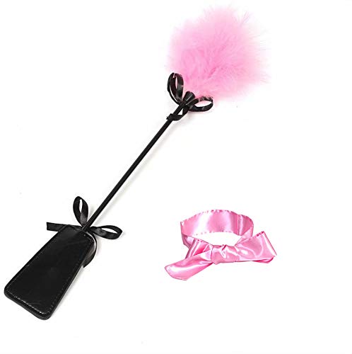 Toys Satin Blindfold Set,Feather Tickle,2 in 1 Sport Exquisite Ostrich Feather Tickler for Games (Style 1)