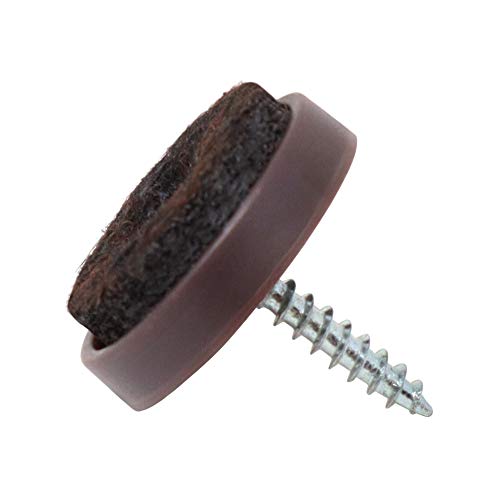 Adsamm® / 32 x felt glides with screw/brown/diameter 24 mm/round/furniture glides for screwing in premium quality