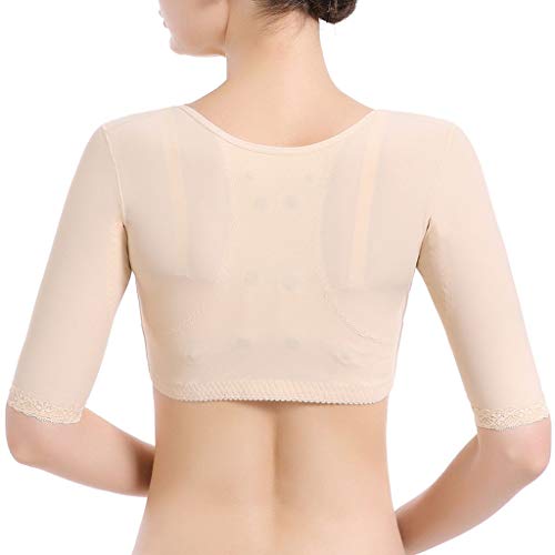 DZTZ Compression Sleeves Upper Arm Shapewear Crop Tops for Women Humpback Posture Corrector Bra Vest Surgical Slimmer Tops (L, Beige) - Thumbnail 3