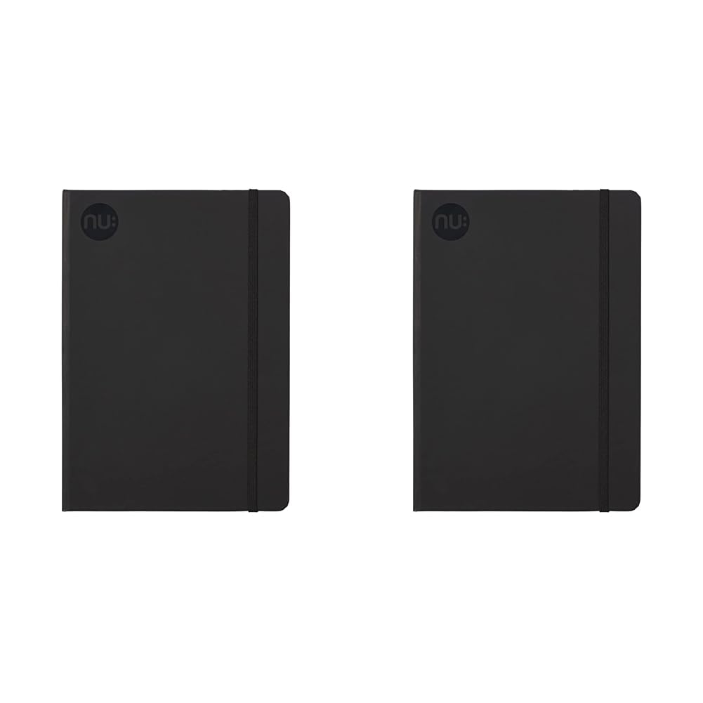 nu: Notebooks - Black Journal - Spectrum Range - A5 Lined Notebook - Daily Planner - Note Pad - 160 Pages (Pack of 2)