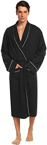 Untlet Luxilooks Bathrobe Mens Cotton Spa Robes Lightweight Bath Robe Lounge Sleepwear