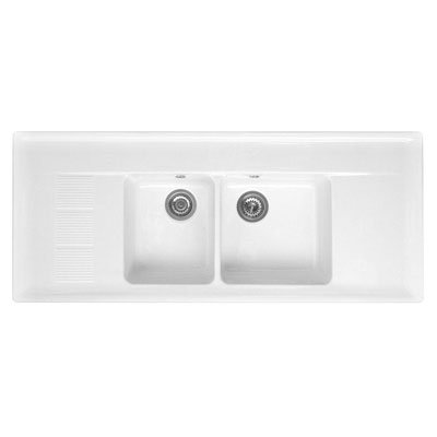 Double Bowl Double Drainer Ceramic Sink Amazon Co Uk Kitchen Home