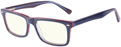 Computer Glasses-Anti-Reflective,Anti-Glare,Clear Lens,Acetate (Blue/RED Wine)