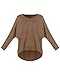ZANZEA Women's Off-Shoulder Batwing Sleeve Blouse Casual Loose Oversized Baggy T-Shirt Sweater Pullover Top Brown
