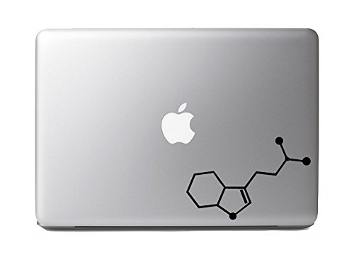 DMT - Dimethyltryptamine - Chemical Compound Skeletal Formula - 6" Black Vinyl Decal for Macbooks and Cars