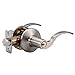 Amazon Basics Shelby Door Lever with Lock, Entry, Satin Nickel