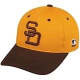 MLB Cooperstown ADULT San Diego PADRES Gold/Brown Hat Cap Adjustable Velcro TWILL Throwback