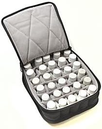 30ml 30-Bottle Essential Oil Carrying Cases Hold 30ml Bottles - Black w/Light Grey Interior - 5" high