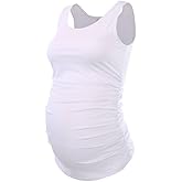 LYAQIUZHOU Maternity Tank Top and T-Shirt Set, Scoop Neck, Side Ruched, White, Black, Light Blue, Casual Wear, 3 S-XXL (US, Alpha, 1 Month, White)