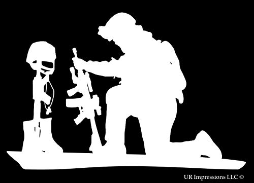 UR Impressions MWht Soldier Praying Over Battlefield Cross Decal Vinyl Sticker Graphics for Cars Trucks SUV Vans Walls Windows Laptop|Matte White|6.4 X 4.3 Inch|URI334-MW - Thumbnail 4