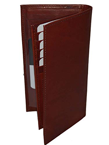 Leatherboss Genuine Leather Checkbook Cover Credit Card Holder with Pull out for men women, Brown - Thumbnail 7