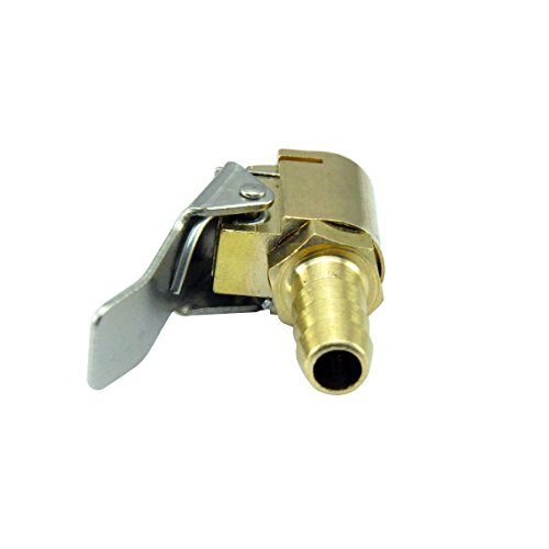 AutoEC Open Flow Air Chuck with Clip, Tire Inflator Lock-on Air Chuck - Tire Inflator Valve Connector - 6mm 1/4’’ Brass