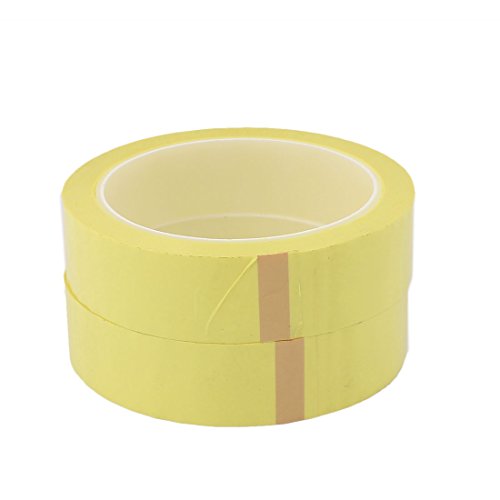uxcell 2Pcs 25mm Single Sided Strong Self Adhesive Mylar Tape 50M Length Yellow