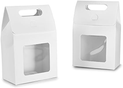 Cookies/Candy/Cake/Coffee/Tea/Nuts Bags,TtoyouU 12pcs Large Food Cookies/Candy/Cake/Coffee/Tea/Nuts Stand up Square Box Bags with Clear Window (White)