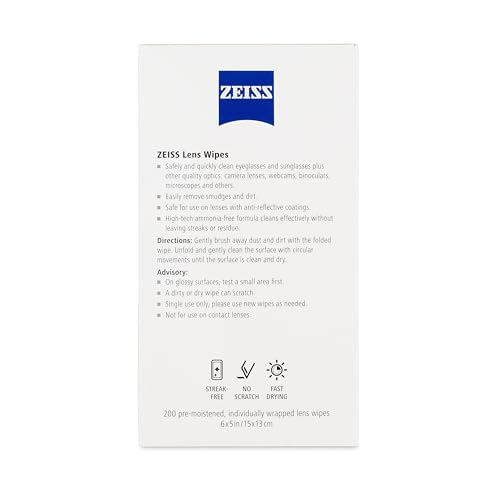 ZEISS Pre-Moistened Lens Cleaning Wipes, 200 Count