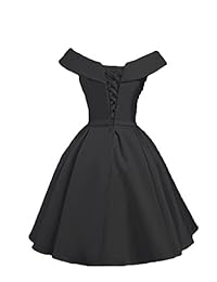 Beilite - Vestido corto de satén para mujer con hombros descubiertos