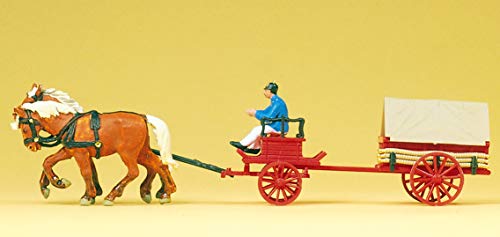 1900 Era Horse Drawn Coal Wagon w/Rider HO Preiser Models