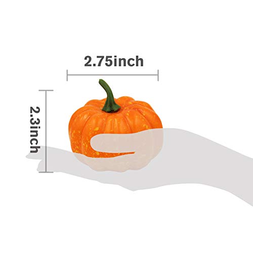 ShellKingdom Artificial Mini Pumpkin for Decoration, Fall Pumpkin for Home/Wedding Thanksgiving/Halloween/Party Decoration 12 PCS(Orange)