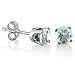 14K White Gold Round Aquamarine Stud Earrings (4 mm)