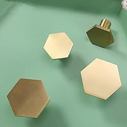 Solid Brass Hexagon Kitchen Cabinet Knobs and Pulls