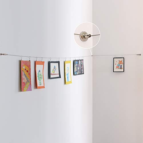 Curtain Drape Wire Rod Set with 24 Clips Multipurpose Set Hang Photos