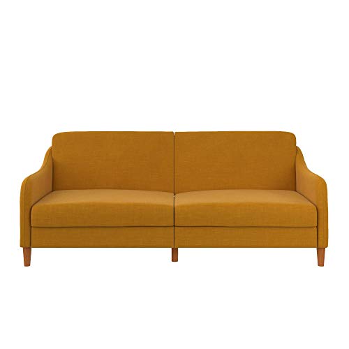 DHP Jasper Coil, MultiPosition Design, Mustard Yellow Linen Futon