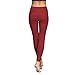 Chikool Workout Pants for Women High Waist Mesh Yoga Leggings Inner/Out Pocket Red