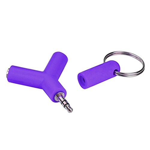Sinwo Portable Audio Splitter Y Jack Male to 2 Female M/F 3.5mm Stereo Earphone (Purple)