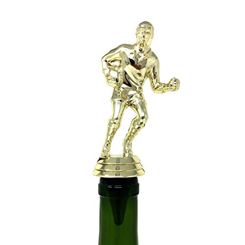 Rugby Wine Bottle Stopper - Handmade with Stainless Steel Base and Repurposed Trophy Top
