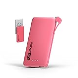 tzumi Mini Portable Battery Charger - 6,000mAh With Built-in AC Plug & Micro USB Cable iPhone, Android - Pocket Juice - Pink