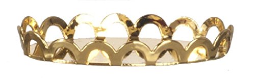 Dollhouse Miniature Brass Tray with Scalloped Edge