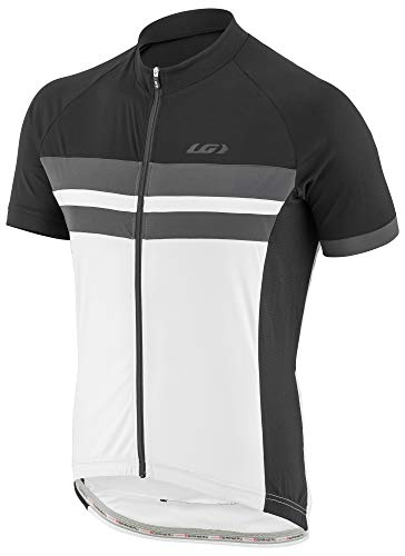 Louis Garneau Men's Evans Classic Lightweight, Short Sleeve, Full Zip Cycling Jersey, Black/Gray, Medium