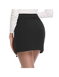 Mini faldas de cintura asimétrica para dama, cierre de botón, parte delantera