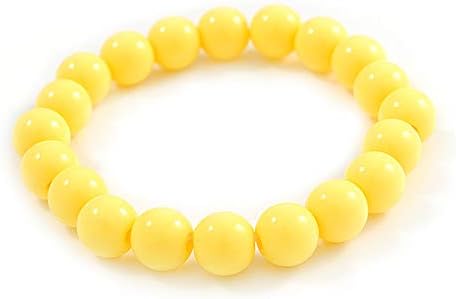 Avalaya 10mm Pineapple Yellow Acrylic Single Strand Bead Flex Bracelet - 18cm L - Image 4