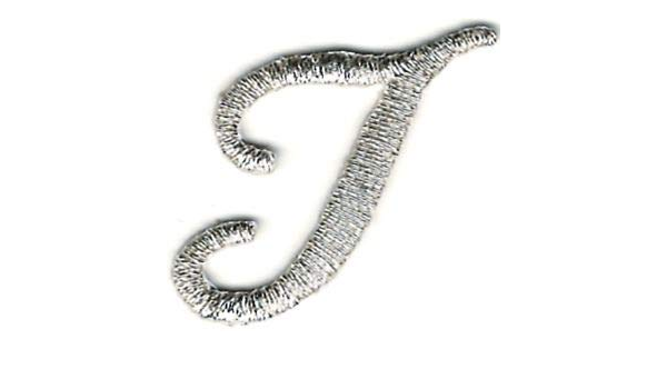 Amazon Com Virventure Fancy Couture Silver Script Cursive Letter I Embroidery Patch Great For Hats Backpacks And Jackets Arts Crafts Sewing