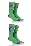 Mens 4 Pair SockShop Teenage Mutant Ninja Turtles Cotton Socks - Green 7-12