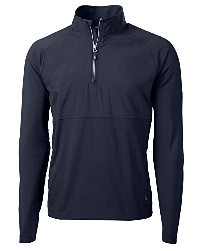 Cutter & Buck Adapt Eco Knit Hybrid Recycled Mens Quarter Zip, Navy Blue, S