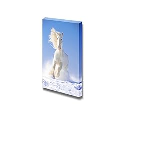 White Shire Horse Stallion Runs Gallops in Snow Wall Decor