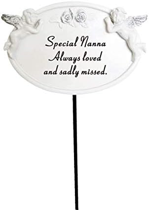 DF Nanna White & Silver Twin Cherub Memorial Stick Tribute Spike