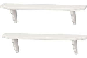 2Pcs White Dollhouse Wall Shelf,1:12 Scale Miniature Dollhouse Decor Accessories, Doll House Storage Wall Shelf for Kitchen S