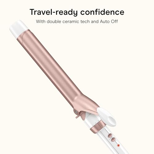 Conair Ceramic Long Barrel XL Curling Iron, 1 ¼” Barrel Produces Classic Curls – for use on Medium and Long Hair, Hair curler | Extra-long 7.5-in. Barrel With Cool Tip, Styles Loose Curls on Medium and Long Hair, White/Rose Gold, CD709L
